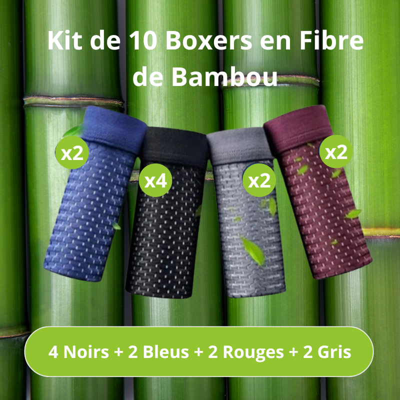 Kit 10 Boxers en Fibre de Bambou